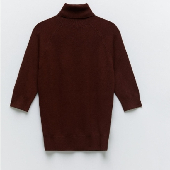 NWT Zara Brown Turtleneck Sweater with Ribbed Design - Picture 1 of 9